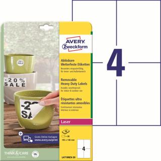 Avery Zweckform L4719REV-20 Odolné etikety | 105x148 mm, 80 ks, 20xA4
