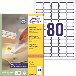 Avery Zweckform L4732REV-100 Snímatelné etikety | 35,6x16,9mm, 8.000 ks, 100xA4