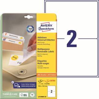 Avery Zweckform L4734REV-25 Snímatelné etikety | 199,6x143,5 mm, 60 ks, 30xA4