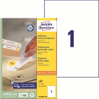 Avery Zweckform L4735REV-100 Snímatelné etikety A4 | 210x297 mm, 100 ks