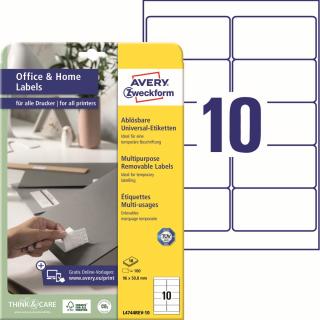 Avery Zweckform L4744REV-10 Snímatelné etikety | 96x50,8 mm, 100 ks, 10xA4