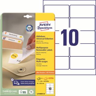 Avery Zweckform L4744REV-25 Snímatelné etikety | 96x50,8 mm, 300 ks, 30xA4