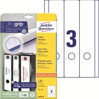 Avery Zweckform L4759-10 Etikety na pořadače | 61x297 mm, 30 ks, 10xA4