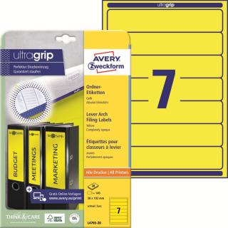 Avery Zweckform L4765-20 Etikety na pořadače | 38x192 mm, 140 ks, 20xA4, žluté