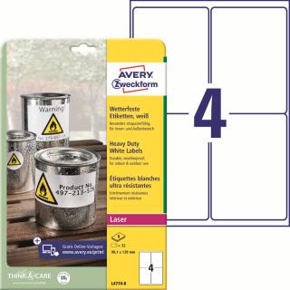 Avery Zweckform L4774-8 Odolné etikety | 99,1x139 mm, 32 ks, 8xA4