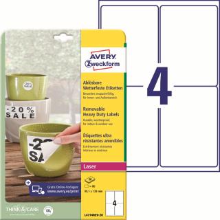 Avery Zweckform L4774REV-20 Odolné etikety | 99,1x139 mm, 80 ks, 20xA4