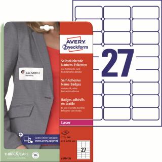 Avery Zweckform L4784-20 Samolepící jmenovky | 63,5x29,6 mm, 540 ks, 20xA4