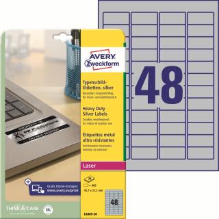 Avery Zweckform L6009-20 Odolné etikety | 45,7x21,2 mm, 960 ks, 20xA4