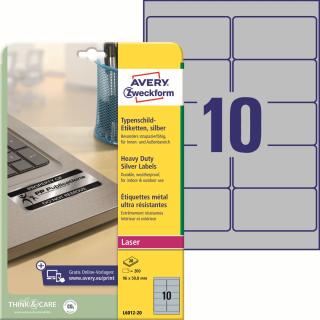 Avery Zweckform L6012-20 Odolné etikety | 96x50,8 mm, 200 ks, 20xA4