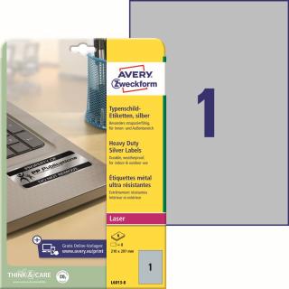 Avery Zweckform L6013-8 Odolné etikety A4 | 210x297 mm, 8 ks, stříbrné