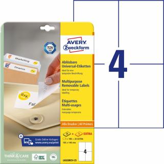 Avery Zweckform L6028REV-25 Snímatelné etikety | 105x148 mm, 120 ks, 30xA4