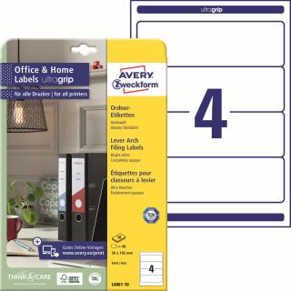 Avery Zweckform L6061-10 Etikety na pořadače | 59x192 mm, 40 ks, 10xA4