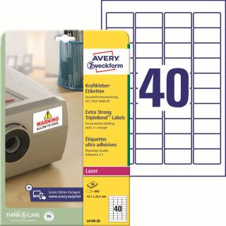 Avery Zweckform L6140-20 Silně lepivé PET etikety | 45,7x25,4 mm, 800 ks, 20xA4