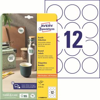 Avery Zweckform L7104REV-25 Kulaté etikety | Ø 60 mm, 300 ks, 25xA4