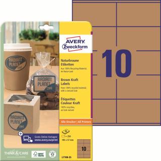 Avery Zweckform L7108-25 Kraftové etikety | 105x57 mm, 250 ks, 25xA4