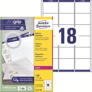 Avery Zweckform L7161-100 Adresní etikety | 63,5x46,6 mm, 1.800 ks, 100xA4