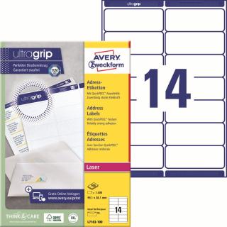 Avery Zweckform L7163-100 Adresní etikety | 99,1x38,1 mm, 1.400 ks, 100xA4