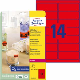 Avery Zweckform L7263R-25 Neonové etikety | 99,1x38,1 mm, 350 ks, 25xA4, červené