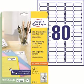 Avery Zweckform L7632-25 Samolepící etikety | 35,6x16,9 mm, 2.000 ks, 25xA4