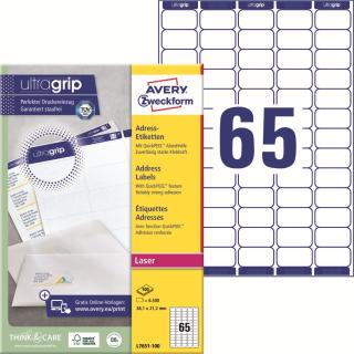 Avery Zweckform L7651-100 Adresní etikety | 38,1x21,2 mm, 6.500 ks, 100xA4