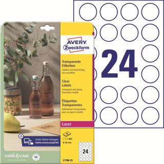 Avery Zweckform L7780-25 Čiré etikety | Ø 40 mm, 600 ks, 25xA4