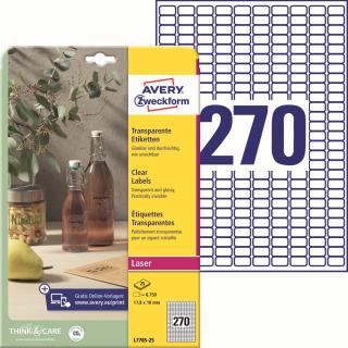 Avery Zweckform L7785-25 Čiré etikety | 17,8x10 mm, 6.750 ks, 25xA4