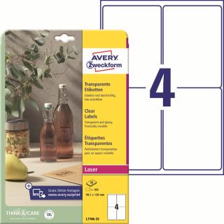 Avery Zweckform L7786-25 Čiré etikety | 99,1x139 mm, 100 ks, 25xA4