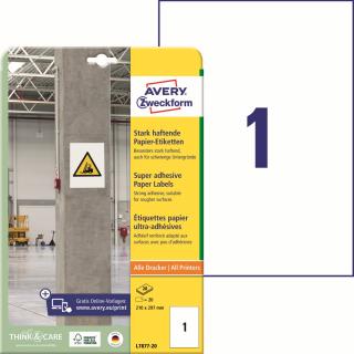 Avery Zweckform L7877-20 Silně lepivé etikety A4 | 210x297 mm, 20 ks