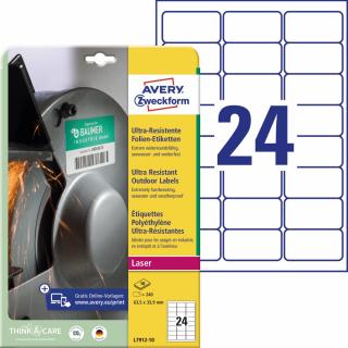 Avery Zweckform L7912-10 Ultra odolné etikety | 63,5x33,9 mm, 240 ks, 10xA4