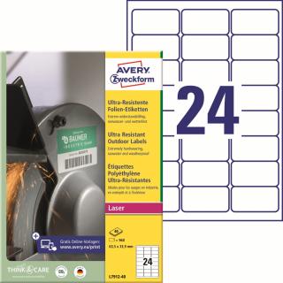 Avery Zweckform L7912-40 Ultra odolné etikety | 63,5x33,9 mm, 960 ks, 40xA4