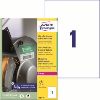Avery Zweckform L7917-40 Ultra odolné etikety A4 | 210x297 mm, 40 ks, bílé