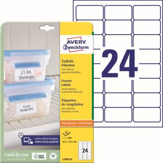 Avery Zweckform L7970-25 Mrazuvzdorné etikety | 63,5x33,9 mm, 600 ks, 25xA4