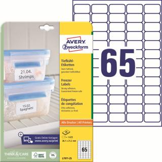 Avery Zweckform L7971-25 Mrazuvzdorné etikety | 38,1x21,2 mm, 1.625 ks, 25xA4
