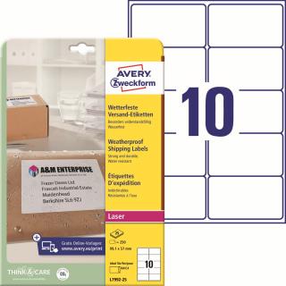 Avery Zweckform L7992-25 Odolné etikety na zásilky | 99,1x57 mm, 250 ks, 25xA4