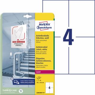 Avery Zweckform L8003REV-10 Antimikrobiální etikety | 105x148 mm, 40 ks, 10xA4
