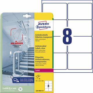 Avery Zweckform L8014REV-10 Antimikrobiální etikety | 99,1x67,7 mm, 80 ks, 10xA4, čiré