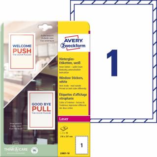 Avery Zweckform L9001-10 Etikety na sklo A4 | 210x297 mm, 10 ks, bílá