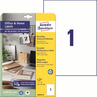 Avery Zweckform LR3478-10 Recyklované etikety A4 | 210x297 mm, 10 ks