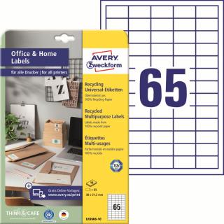Avery Zweckform LR3666-10 Recyklované etikety | 38x21,2 mm, 650 ks, 10xA4