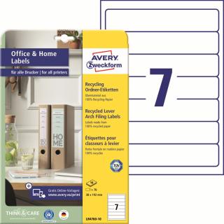 Avery Zweckform LR4760-10 Etikety na pořadače | 38x192 mm, 70 ks, 10xA4, recyklované