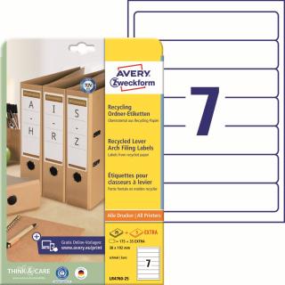 Avery Zweckform LR4760-25 Etikety na pořadače | 38x192 mm, 210 ks, 30xA4, recyklované