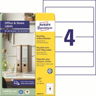 Avery Zweckform LR4761-10 Etikety na pořadače | 61x192 mm, 40 ks, 10xA4, recyklované