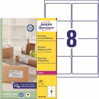 Avery Zweckform LR7165-100 Recyklované etikety | 99,1x67,7 mm, 800 ks, 100xA4
