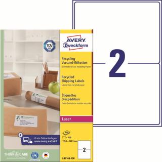 Avery Zweckform LR7168-100 Recyklované etikety | 199,6x143,5 mm, 200 ks, 100xa4