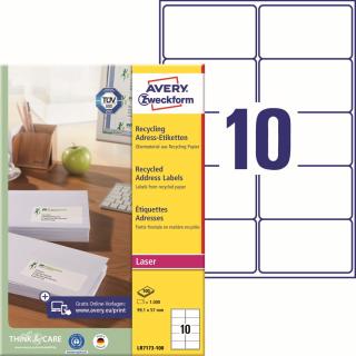 Avery Zweckform LR7173-100 Recyklované etikety | 99,1x57 mm, 1.000 ks, 100xA4