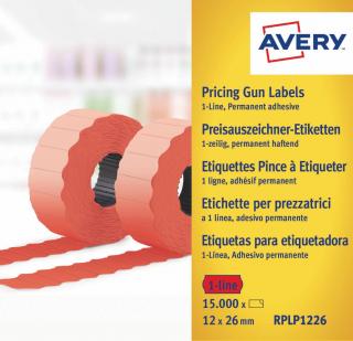 Avery Zweckform RPLP1226 Etikety do etiketovacích kleští | 26x12 mm, 15.000 ks, červená
