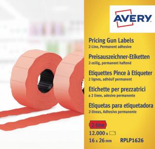 Avery Zweckform RPLP1626 Etikety do etiketovacích kleští | 26x16 mm, 12.000 ks, červená