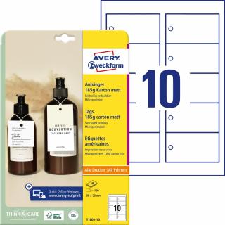 Avery Zweckform T1001-10 Visačky | 90x50 mm, 100 ks, 10xA4, papír 185g