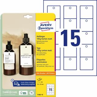 Avery Zweckform T1002-10 Visačky | 50x50 mm, 150 ks, 10xA4, papír 185g