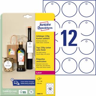 Avery Zweckform T2004-10 Visačky | ∅ 60 mm, 120 ks, 10xA4, papír 220g